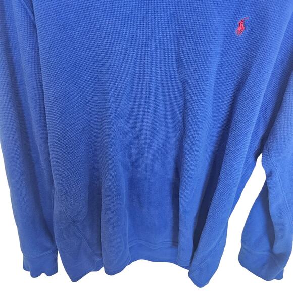 Polo Ralph Lauren T Shirt Thermal Shirt Men L Blue Waffle Knit Long Sleeve - Picture 3 of 7